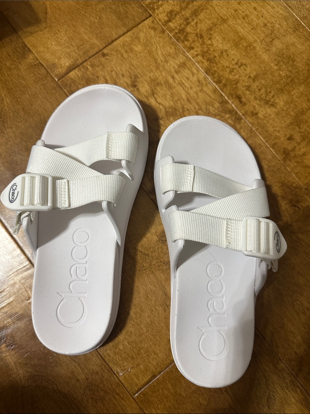 Chaco White Slide Sandals with Adjustable Straps